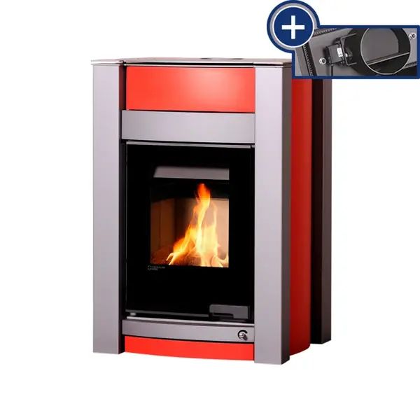 Kachle s výmenníkom AQUAFLAM VARIO KALMAR 11/5kW eervená, elektronická regulácia FLHSF34-055