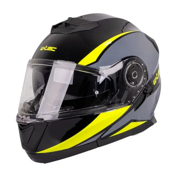 Výklopná přilba W-TEC Banelmeda šedo-černo-fluo žlutá S (55-56)