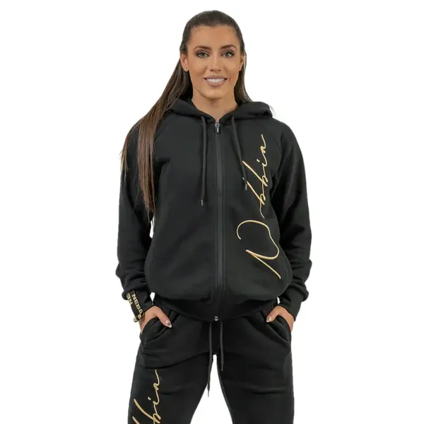 Dámská sportovní mikina s kapucí Nebbia INTENSE Signature 845 Black/Gold XS