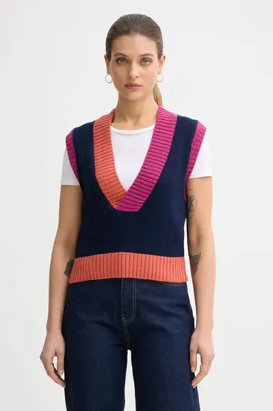 Vesta s přídavkem vlny United Colors of Benetton tmavomodrá barva, 16YCE403M