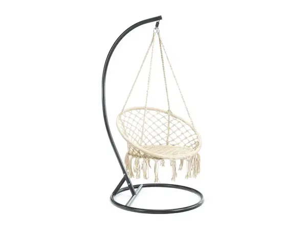 Béžové závesné kreslo KOLUMBIA s čiernym stojanom