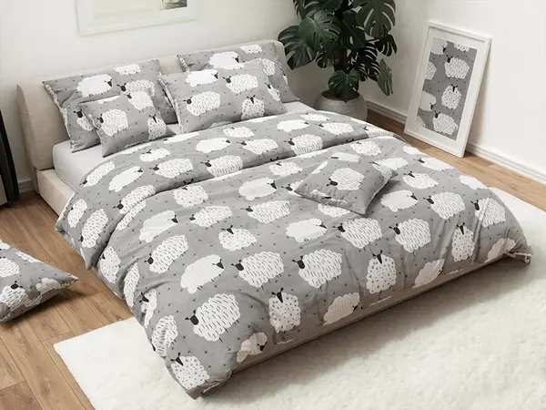 Bavlnené obliečky WHITE SHEEPS sivá Rozmer obliečky: 70 x 90 cm | 140 x 220 cm