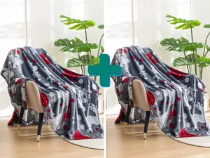 2x Šedá vánoční mikroplyšová deka VÁNOČNÍ KOUZLO 150x200 cm