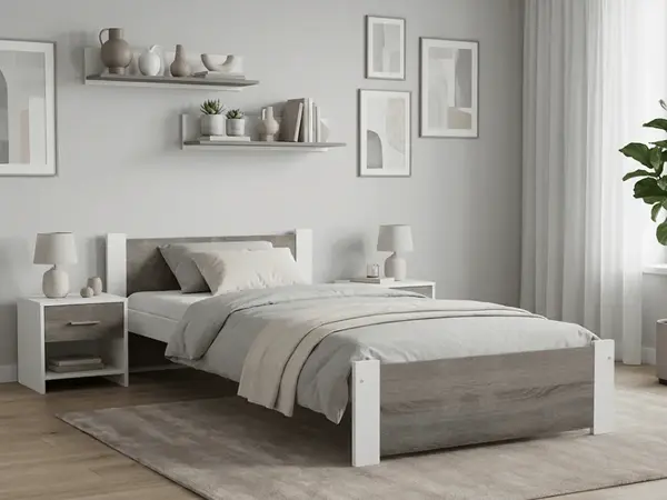 Posteľ IKAROS 90 x 200 cm, biela/dub hľuzovka Rošt: Bez roštu, Matrac: Bez matraca