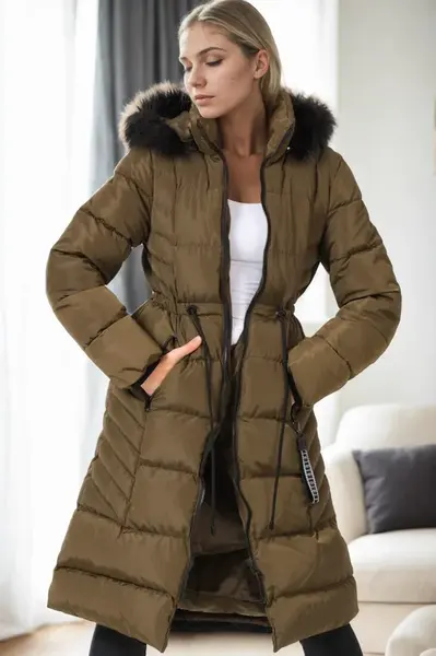 Z9758 DEWBERRY WOMEN'S COAT-KHAKI