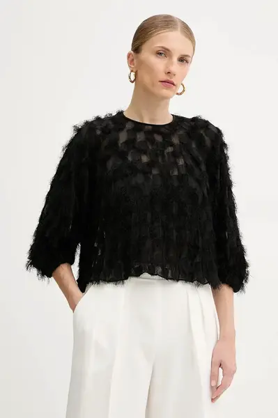 Halenka BOSS dámská, černá barva, vzorovaná, 50546822