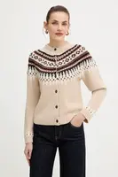 Kardigan s příměsí vlny Weekend Max Mara CABIRIA béžová barva, 2525346033600