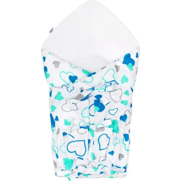 Klasická šnurovací zavinovačka New Baby modré srdíčka