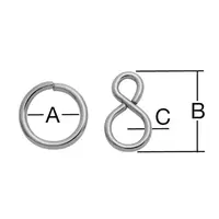 Krúžok + S-hák poniklovaný - A-30 mm, B-20 mm, C-3 mm - bal. 2+1