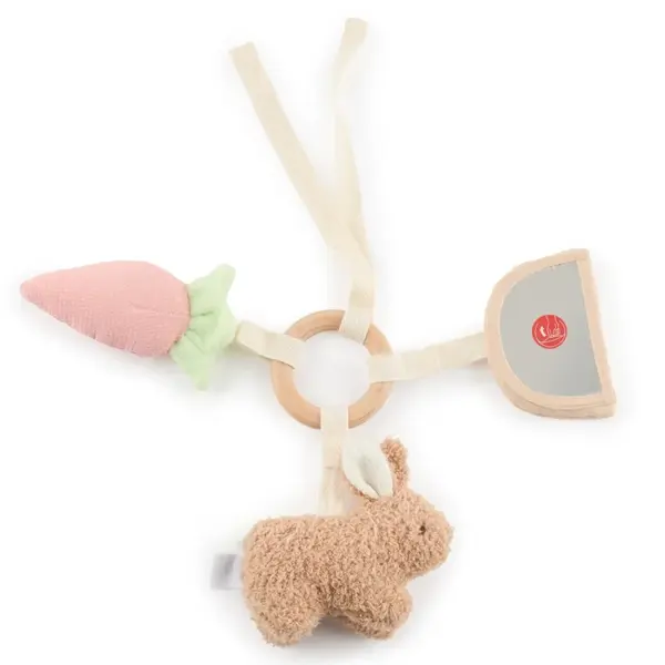 Bieco - Drevený krúžok s tromi odnímateľnými hračkami - králiček Fine