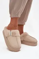 Boto Dámské pantofle s kožíškem světle béžové Parisse