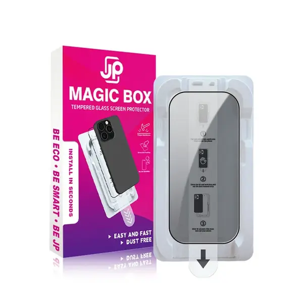 JP Magic Box Privacy 5D Tvrzené sklo s jednoduchou aplikací, iPhone Air, černé