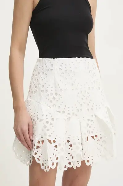 Sukňa Answear.LAB biela farba, mini, áčkový strih