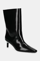 Kožené členkové topánky Calvin Klein HEEL MID BOOT 50 LTH