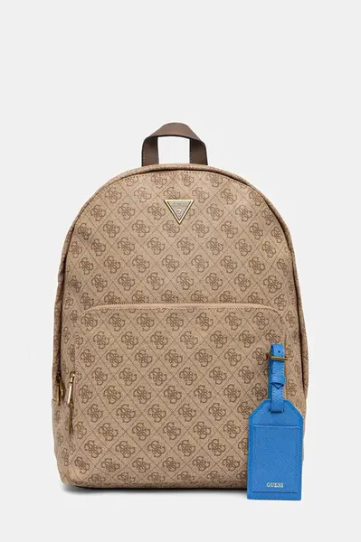 Ruksak Guess MILANO pánsky, béžová farba, veľký, vzorovaný, HMMILO P5219