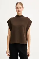 Vesta s přídavkem vlny United Colors of Benetton hnědá barva, s pologolfem, 1244D10EF