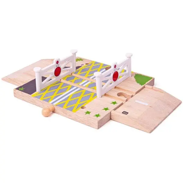 Bigjigs Rail Dřevěné autodráhy železniční přejezd s brankami