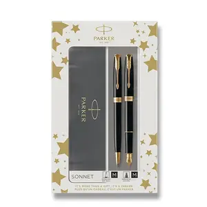 Parker Sonnet Black GT - sada plnicí pero a kuličkové pero