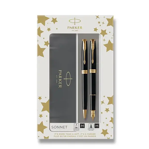 Parker Sonnet Black GT - sada plnicí pero a kuličkové pero