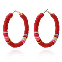 Bohemia Style Colorful Clay Beads Hoop Earrings