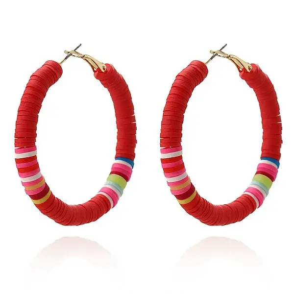 Bohemia Style Colorful Clay Beads Hoop Earrings