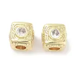 Brass Micro Pave Cubic Zirconia Beads
