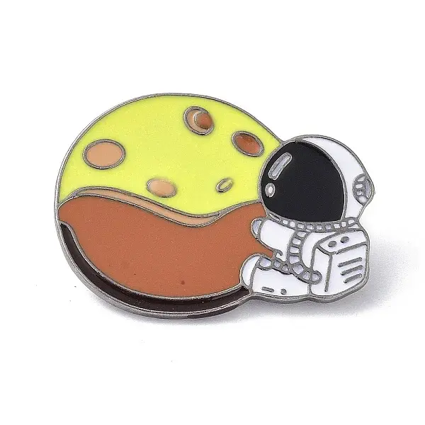 Spaceman with Moon Enamel Pin