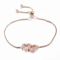 Adjustable Brass Micro Pave Cubic Zirconia Slider Bracelets