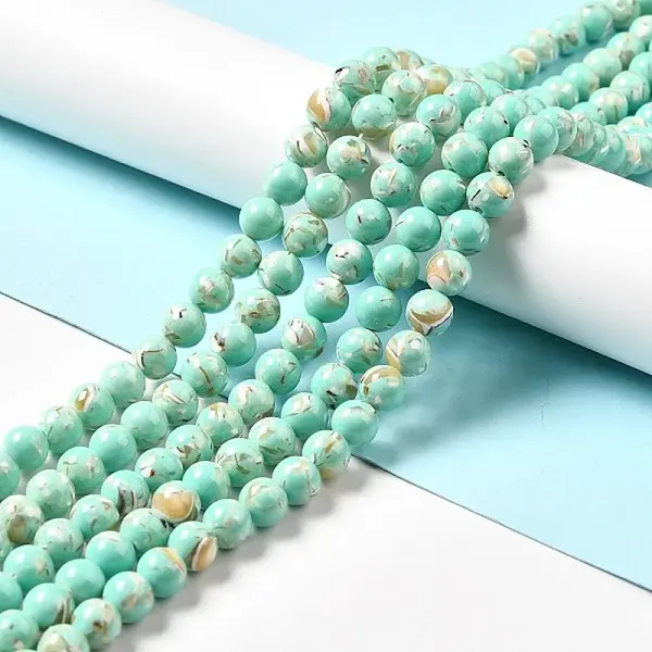 Synthetic Turquoise and Sea Shell Assembled Beads Strands