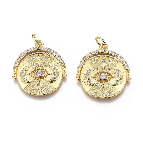 Brass Micro Pave Clear Cubic Zirconia Pendants