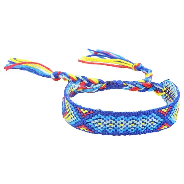 Polyester-cotton Braided Rhombus Pattern Cord Bracelet