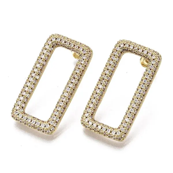 Brass Micro Pave Clear Cubic Zirconia Stud Earrings