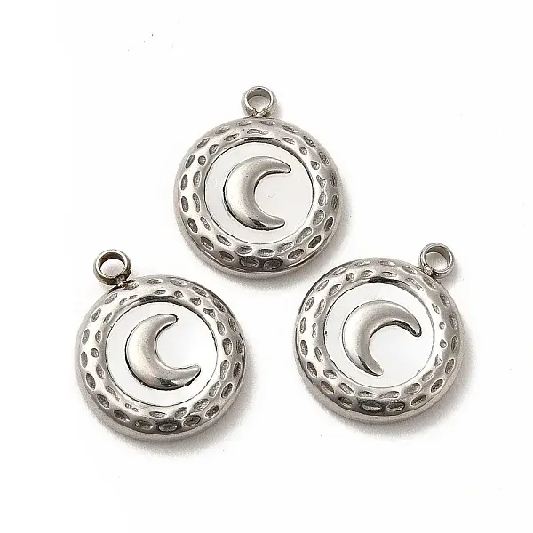 Natural White Shell Flat Round Charms