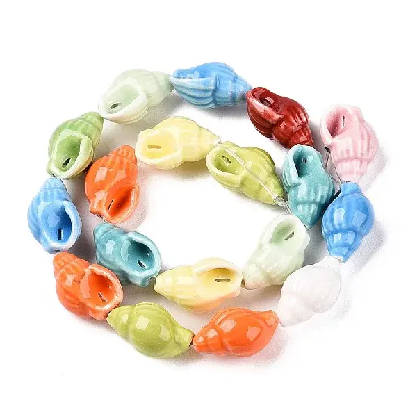 Handmade Printed Porcelain Beads Strand