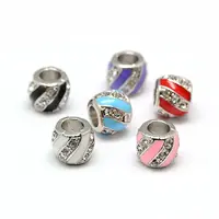 Platinum Plated Alloy Enamel Rhinestone European Beads