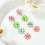 304 Stainless Steel Enamel Dangle Stud Earrings