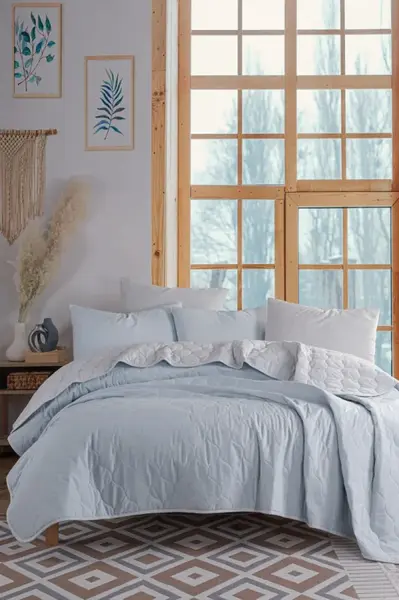 Prikrývka 200x220 + 2 vankúše sky - svetlo modrá