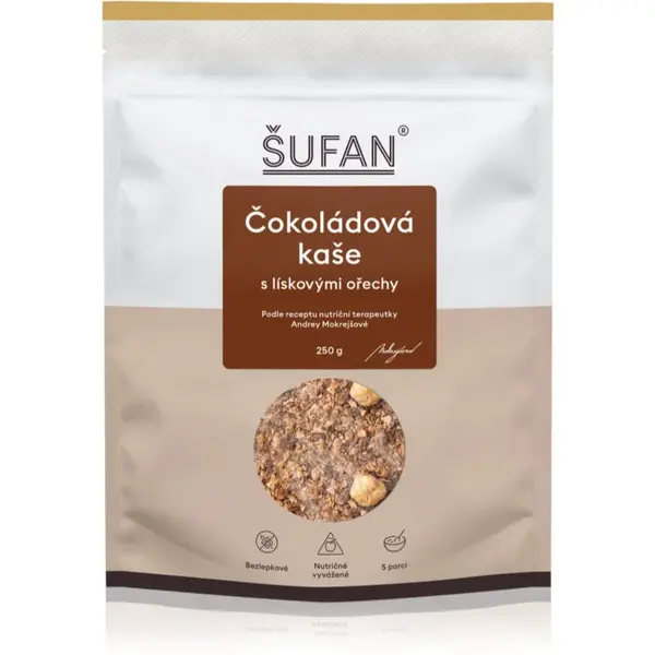 Šufan Čokoládová kaše s lískovými ořechy bezlepková kaše s ořechy 250 g