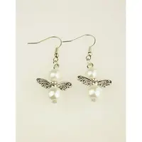 Trendy Glass Pearl Fairy Wing Dangle Earrings