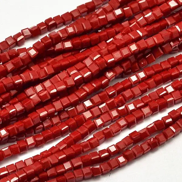 Faceted Cube Glass Beads Strands