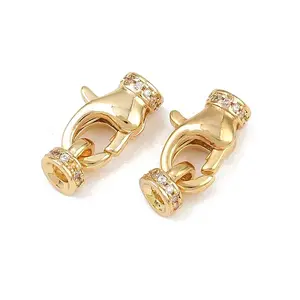Brass Micro Pave Clear Cubic Zirconia Cord Ends