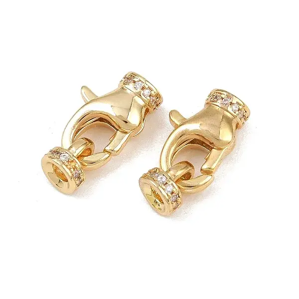 Brass Micro Pave Clear Cubic Zirconia Cord Ends