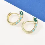 Brass Micro Pave Cubic Zirconia Hoop Earrings