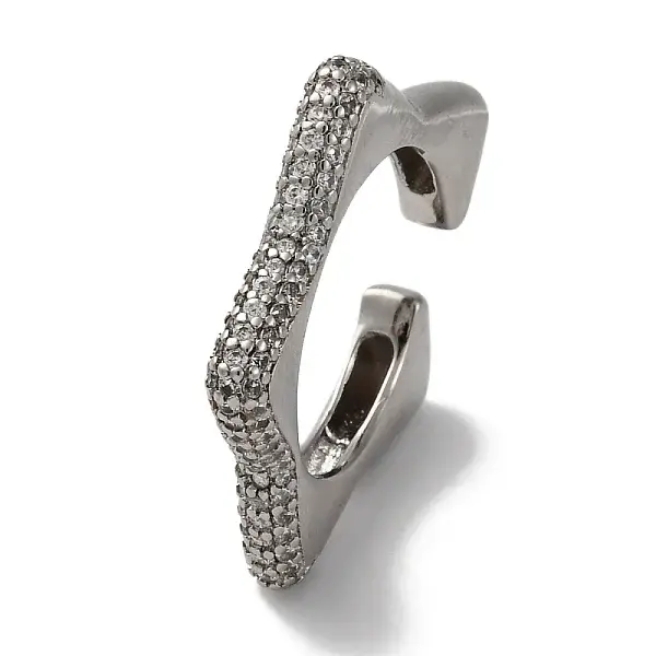 Rack Plating Star Brass Cubic Zirconia Open Cuff Rings for Women