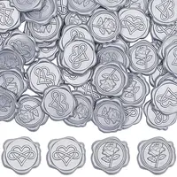 50Pcs 2 Styles Rose & Heart Adhesive Wax Seal Stickers