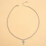 304 Stainless Steel Ball Chain Cross Pendant Necklaces for Women