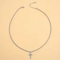 304 Stainless Steel Ball Chain Cross Pendant Necklaces for Women