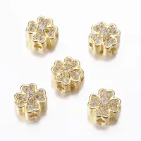 Rack Plating Brass Micro Pave Cubic Zirconia Beads