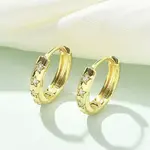Brass Micro Pave Clear Cubic Zirconia Hoop Earrings