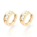 Brass Micro Pave Clear Cubic Zirconia Hoop Earrings